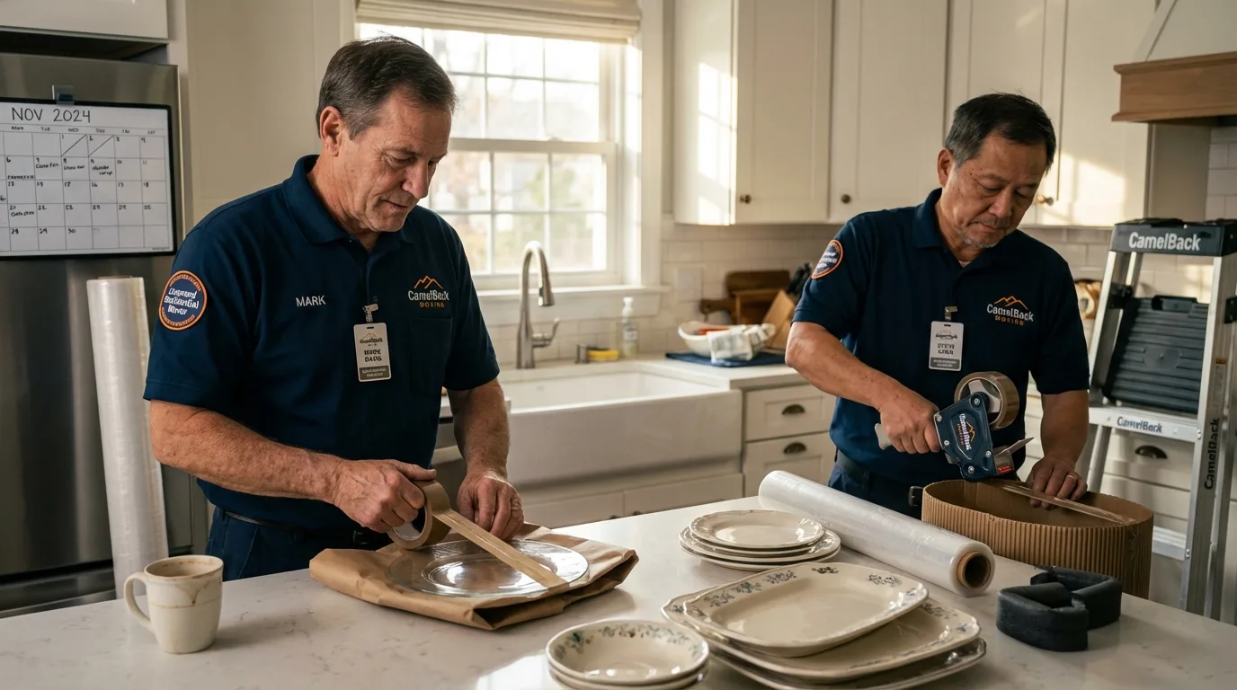 Professional crew packing kitchen dishware in Cypress, CA